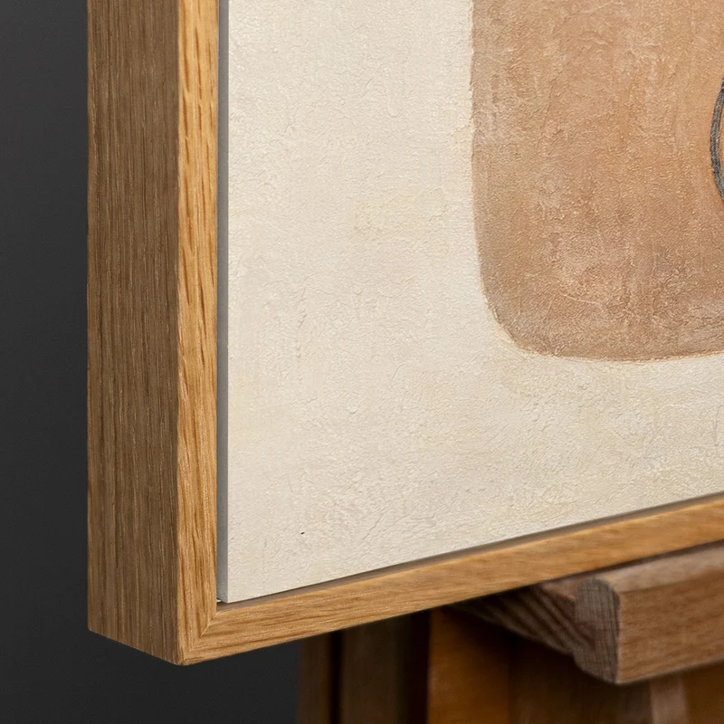 Modernes Gemälde Beige & Grau mit Rahmen – Abstrakte Kunst „Ausgewogenheit der Kontraste“