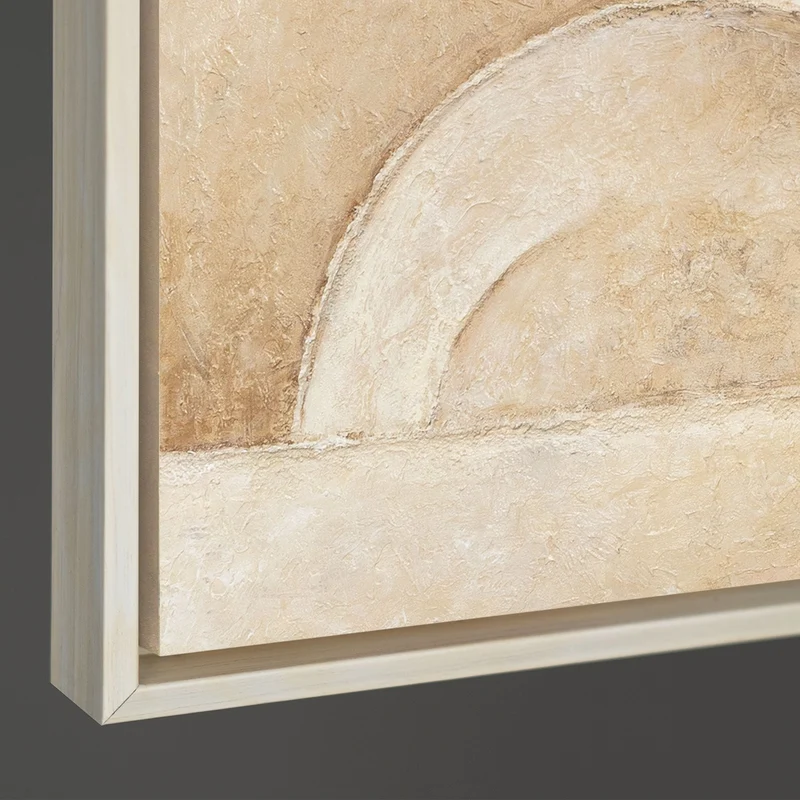 Handgemaltes Abstraktes Acrylbild Beige mit Rahmen – Moderne Wandkunst „Raum der Formen“