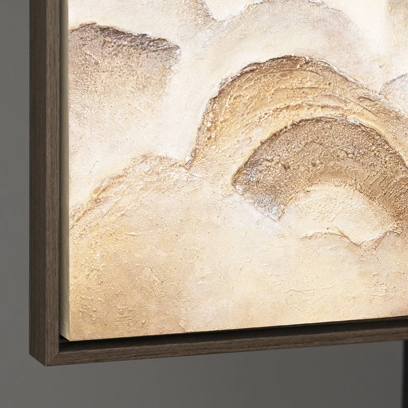 Modernes Gemälde Naturtöne – Handgemaltes Wandbild mit Rahmen „Horizontschichten“