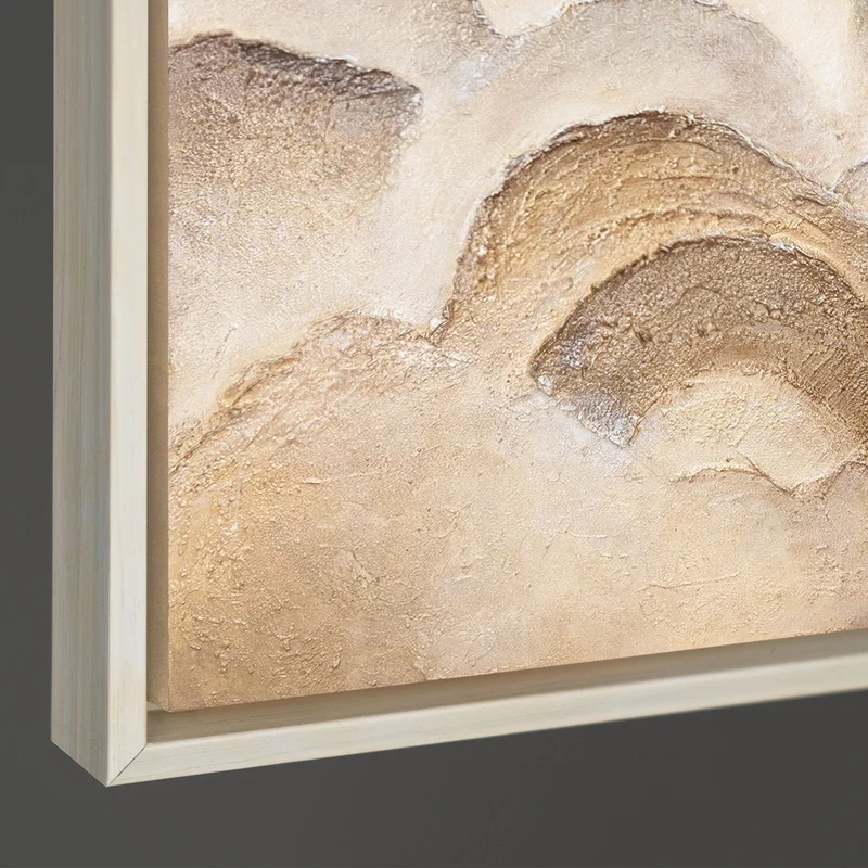 Modernes Gemälde Naturtöne – Handgemaltes Wandbild mit Rahmen „Horizontschichten“