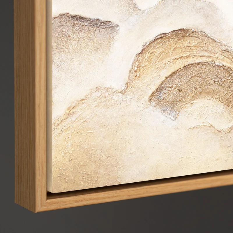 Modernes Gemälde Naturtöne – Handgemaltes Wandbild mit Rahmen „Horizontschichten“