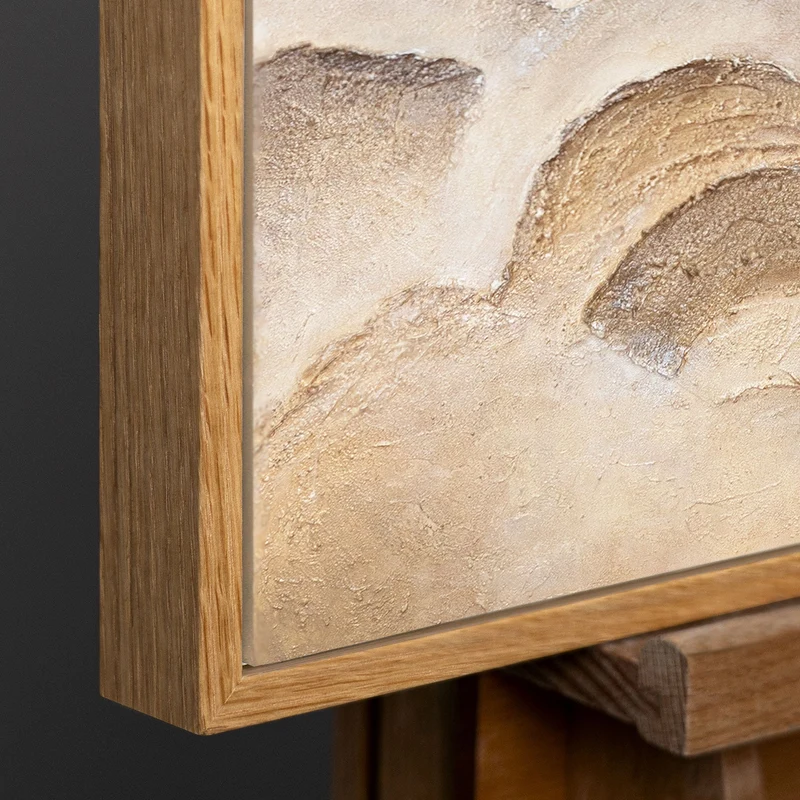 Modernes Gemälde Naturtöne – Handgemaltes Wandbild mit Rahmen „Horizontschichten“