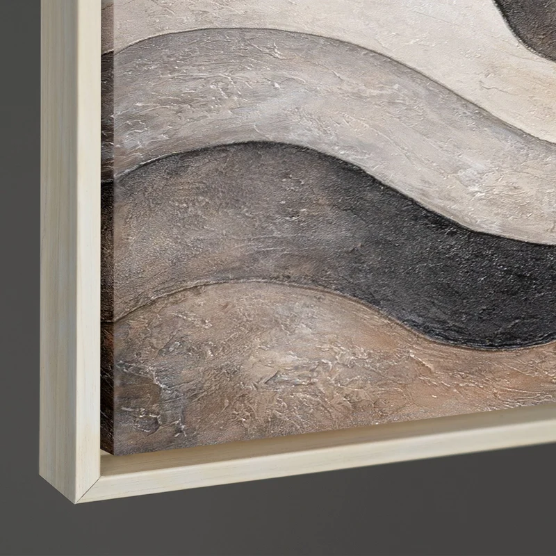 Acrylbild mit Struktur – Elegante Abstrakte Kunst in Beige & Grau „Sandwellen“