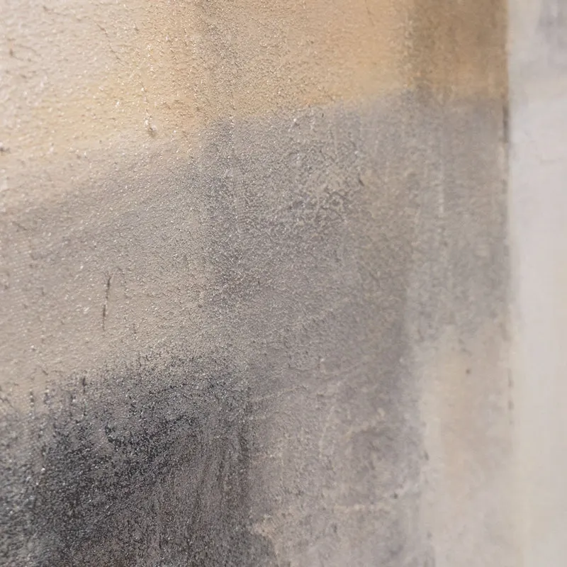 Abstraktes Gemälde Beige Grau mit Rahmen – Moderne Wandkunst „Geisterhaftes Licht“