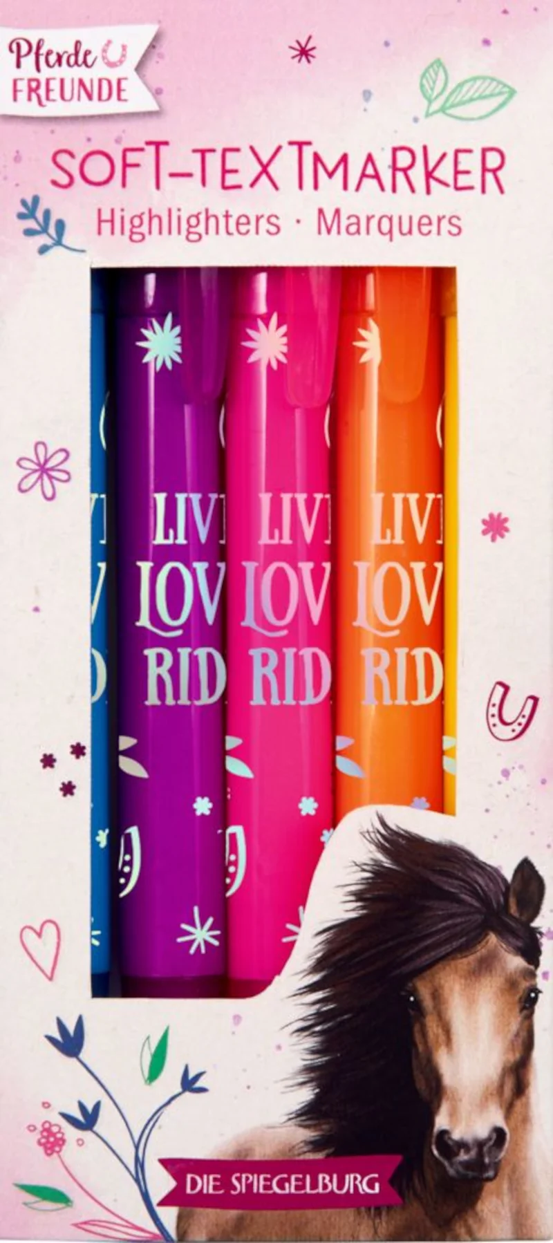 Soft-Textmarker Pferdefreunde – Die Spiegelburg, 5er-Set