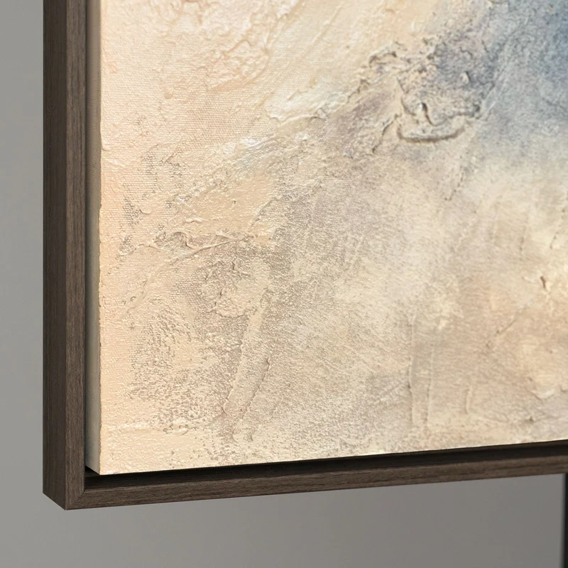 Modernes Acrylbild Grau Gold mit Rahmen – Abstrakte Wandkunst „Himmelsglühen“