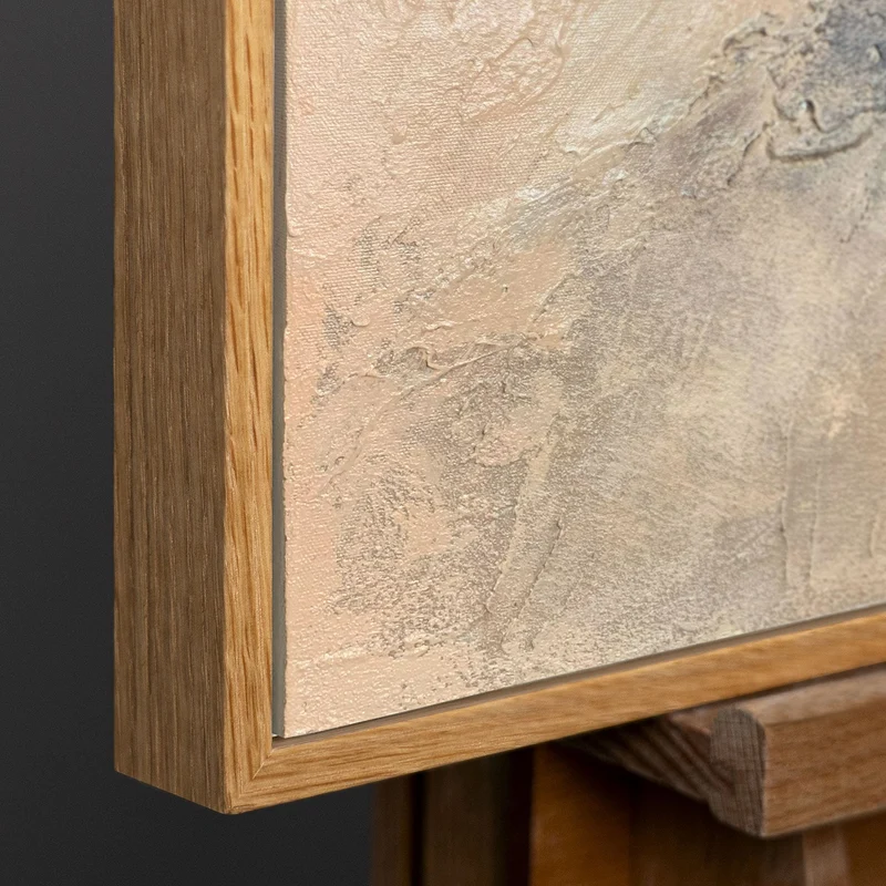 Modernes Acrylbild Grau Gold mit Rahmen – Abstrakte Wandkunst „Himmelsglühen“