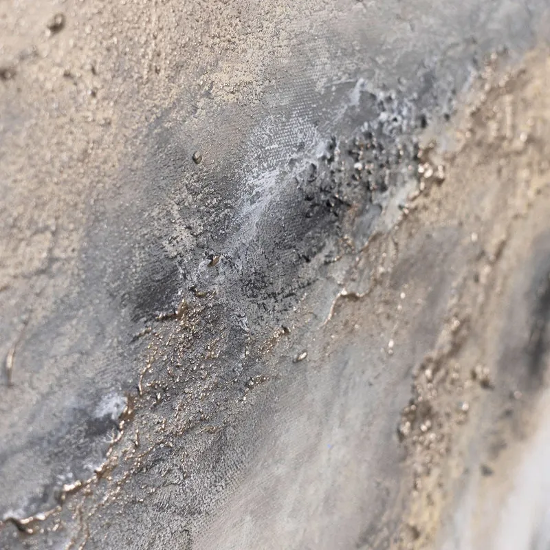 Abstraktes Gemälde Beige Grau – Struktur Leinwandbild mit Rahmen „Wolkenmelodie“