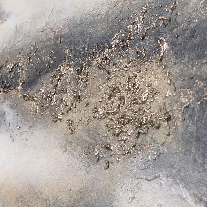 Abstraktes Gemälde Beige Grau – Struktur Leinwandbild mit Rahmen „Wolkenmelodie“
