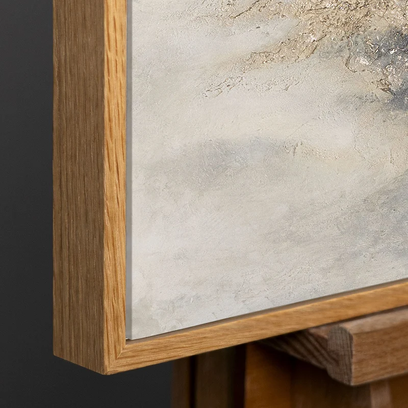 Abstraktes Gemälde Beige Grau – Struktur Leinwandbild mit Rahmen „Wolkenmelodie“