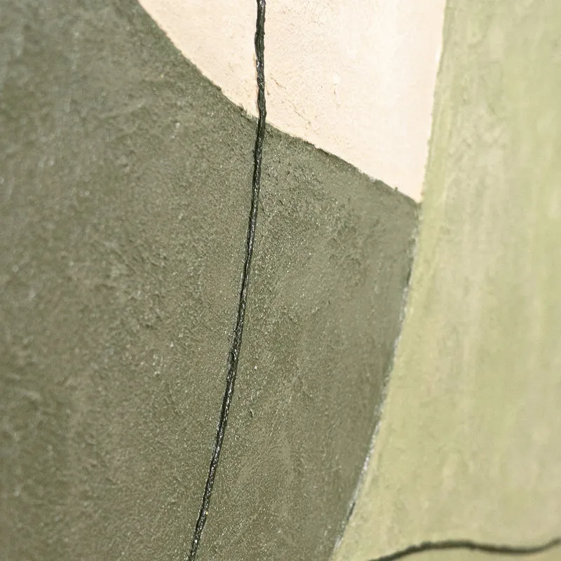 Handgemalte Acrylkunst – Modernes Wandgemälde in Grün & Beige „Das Flüstern der Täler“