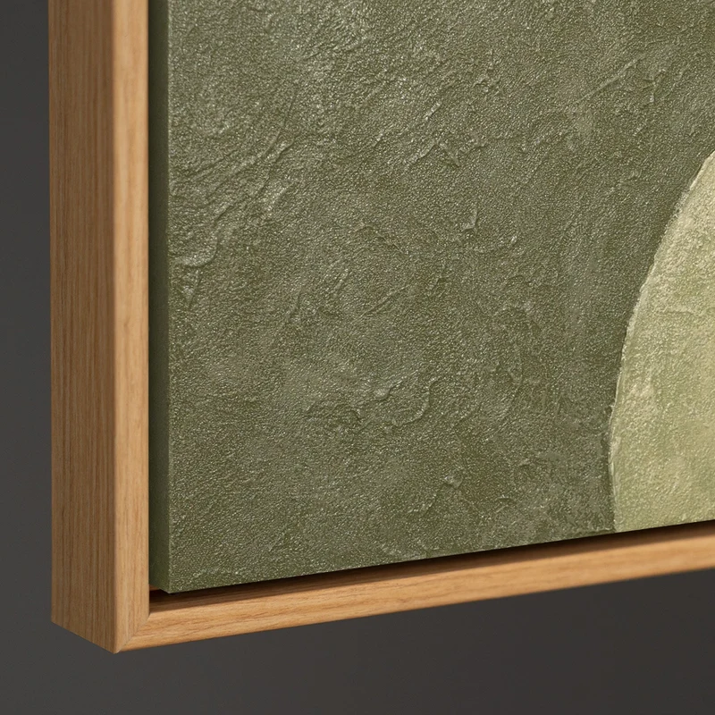 Handgemalte Acrylkunst – Modernes Wandgemälde in Grün & Beige „Das Flüstern der Täler“