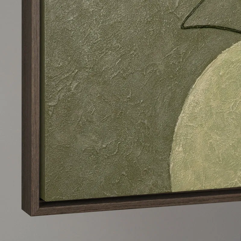 Handgemalte Acrylkunst – Modernes Wandgemälde in Grün & Beige „Das Flüstern der Täler“