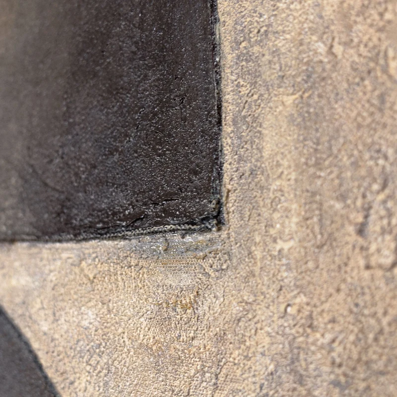 Handgemalte Gemälde mit Rahmen – Moderne Wanddeko Beige „Duett der Halbkreise“