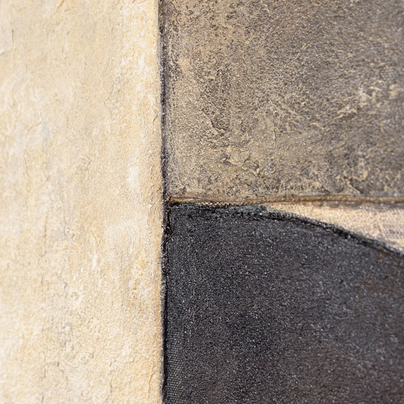 Handgemalte Gemälde mit Rahmen – Moderne Wanddeko Beige „Duett der Halbkreise“