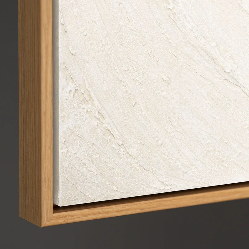 Wanddeko Minimalistisch – Texturiertes Acrylbild in Beige mit Rahmen „Echos der Zeit“
