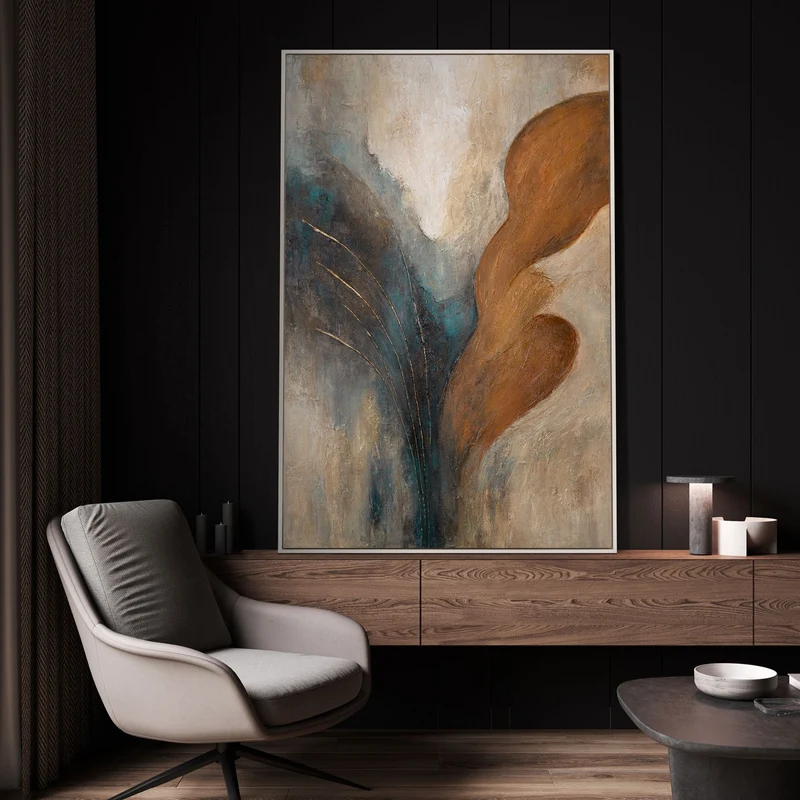 Handgemaltes Bild „Wind und Gold“ – Moderne Wandkunst mit Goldakzenten