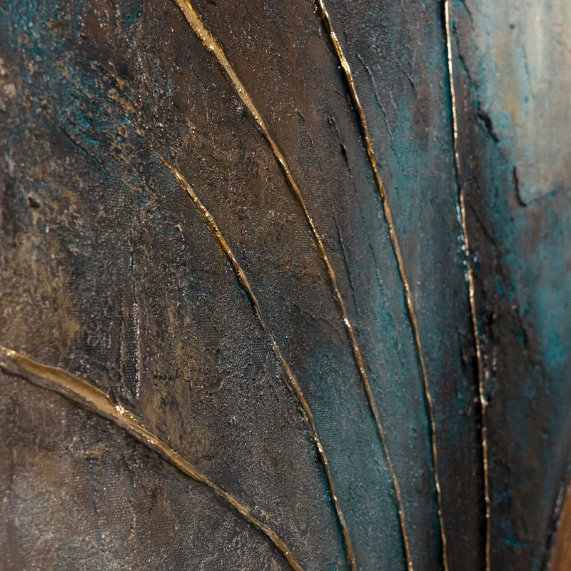 Handgemaltes Bild „Wind und Gold“ – Moderne Wandkunst mit Goldakzenten