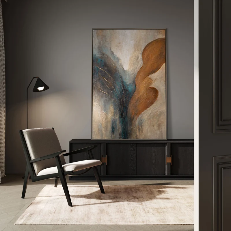 Handgemaltes Bild „Wind und Gold“ – Moderne Wandkunst mit Goldakzenten