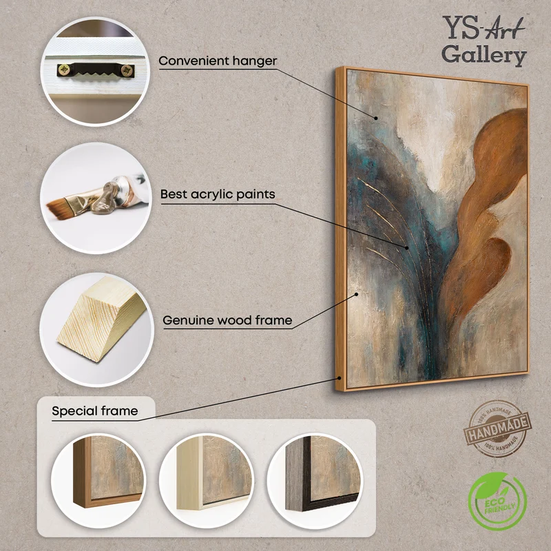 Handgemaltes Bild „Wind und Gold“ – Moderne Wandkunst mit Goldakzenten