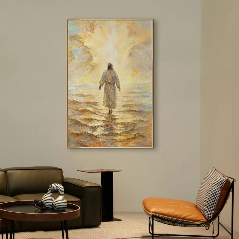 Handgemalte religiöse Kunst „Strahlkraft des Glaubens“ – Christus am Meer