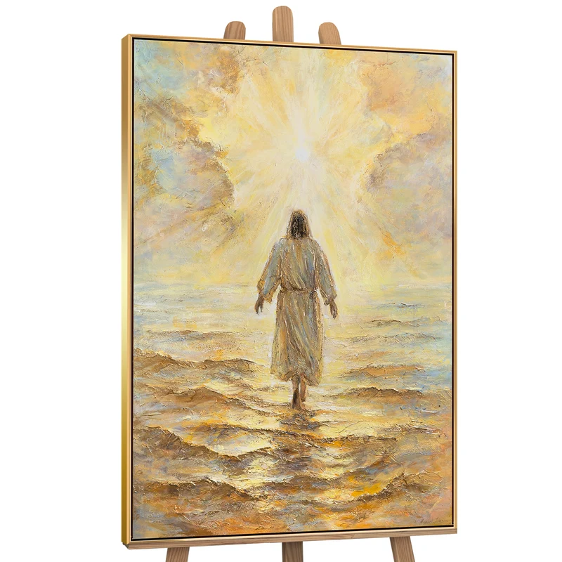 Handgemalte religiöse Kunst „Strahlkraft des Glaubens“ – Christus am Meer