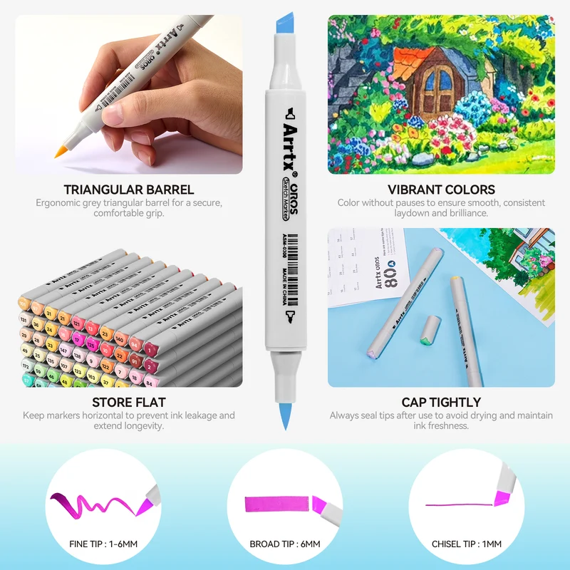 Arrtx OROS 80 Alcohol Markers Paint Markers Dual Tip