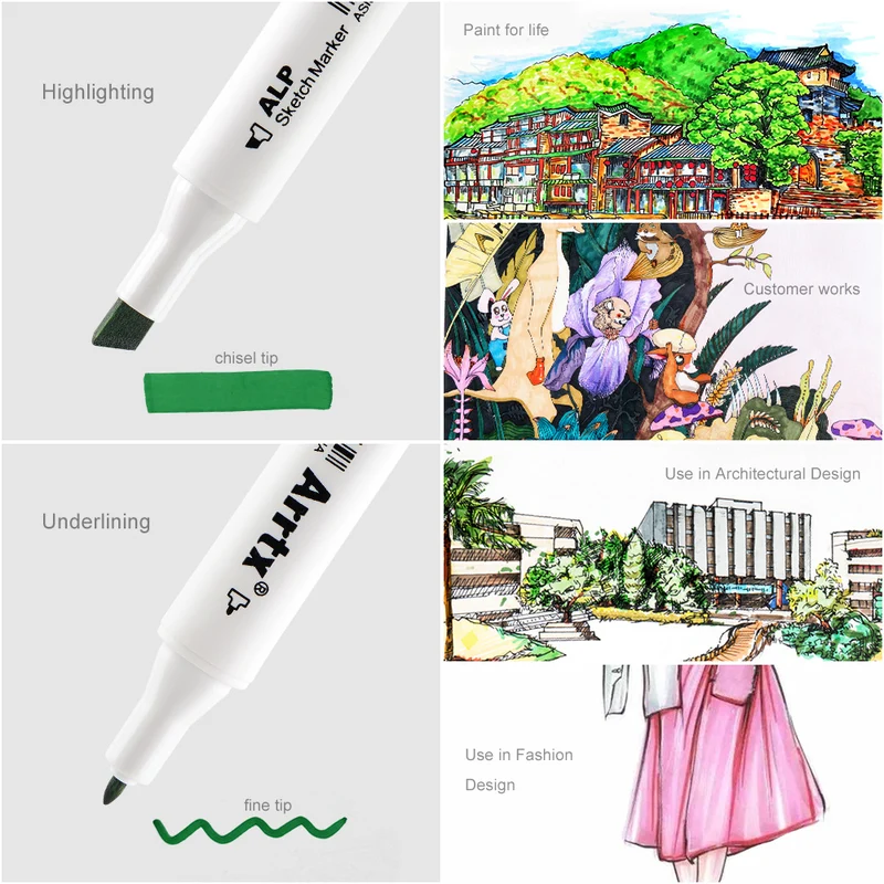 Arrtx ALP 80 Alcohol Markers Paint Marker Dual Tip