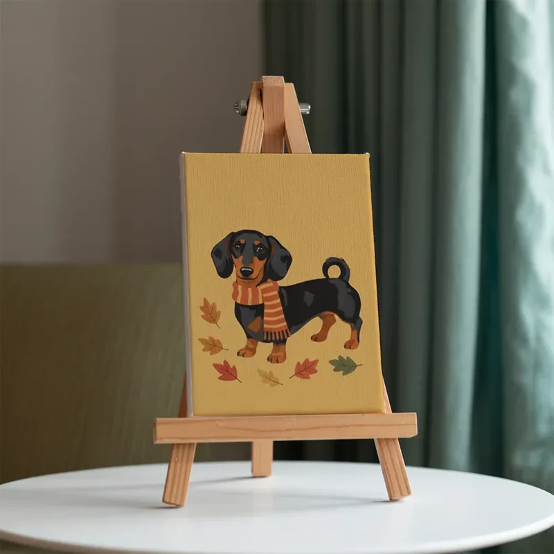 Malen nach Zahlen – 6 Mini-Gemälde - Retro Hundetage