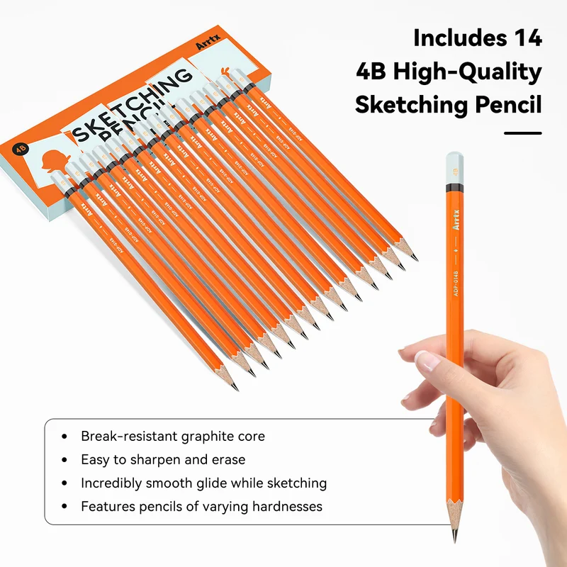 Arrtx Drawing Pencils 14 Pcs (4H - 8B) Artist Sketching Pencils
