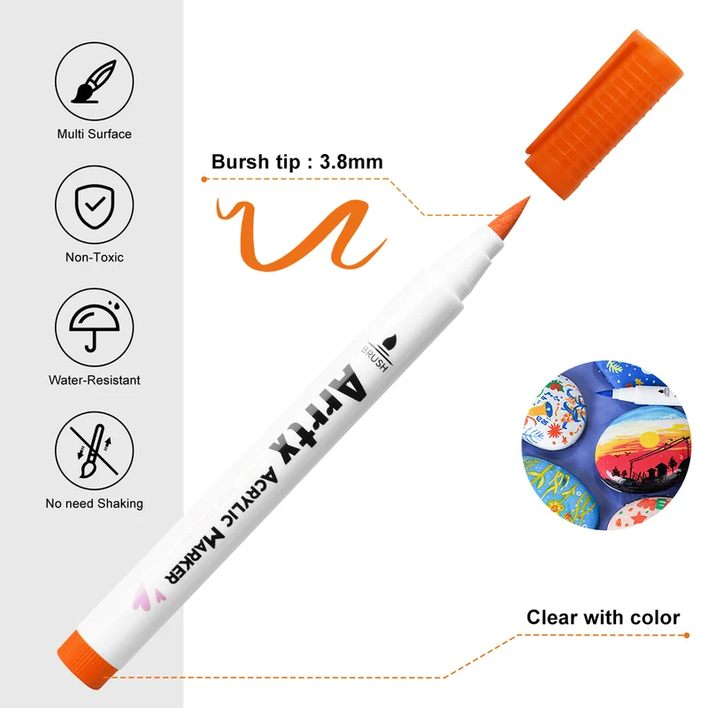 Arrtx 30B Colors Acrylic Paint Markers Paint Brushes