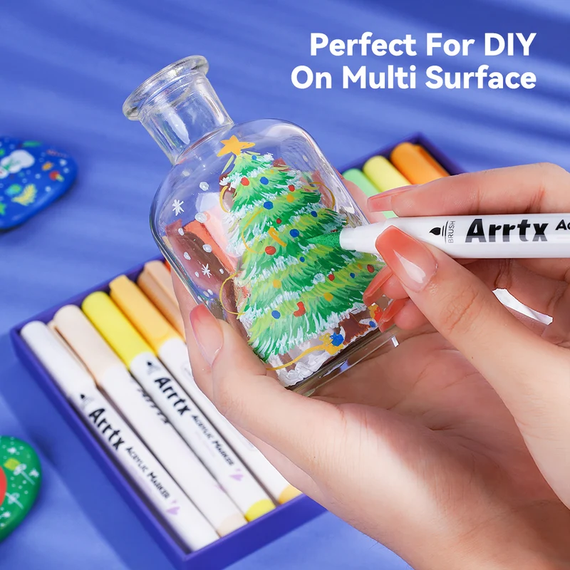 Arrtx 30B Colors Acrylic Paint Markers Paint Brushes