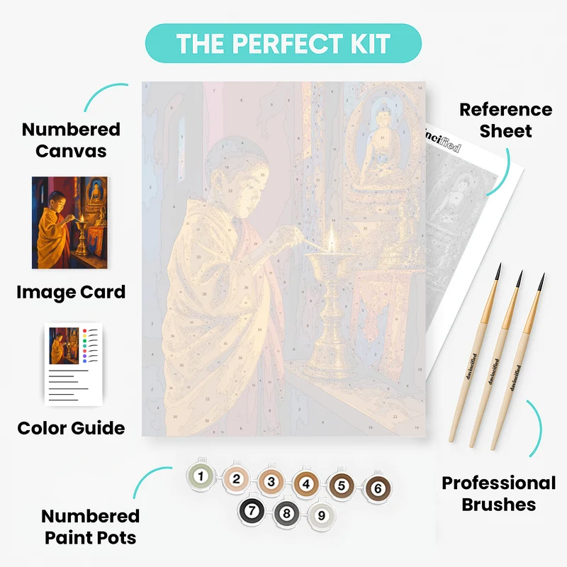 Young Monk's Butter Lamp - Paint by Numbers Kit