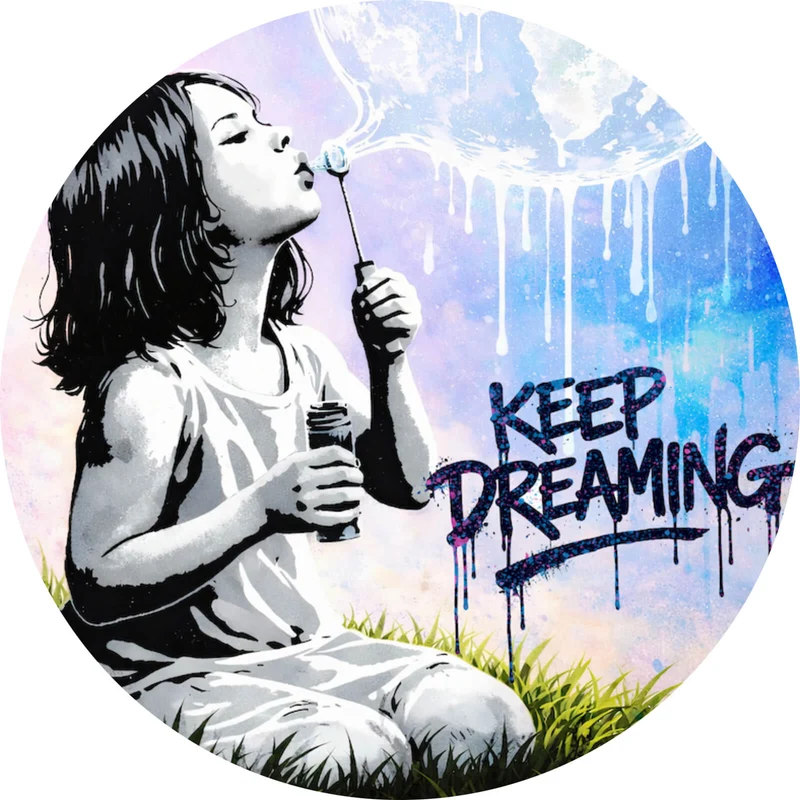 Aluminiumbild gebürstet Keep Dreaming Kreis