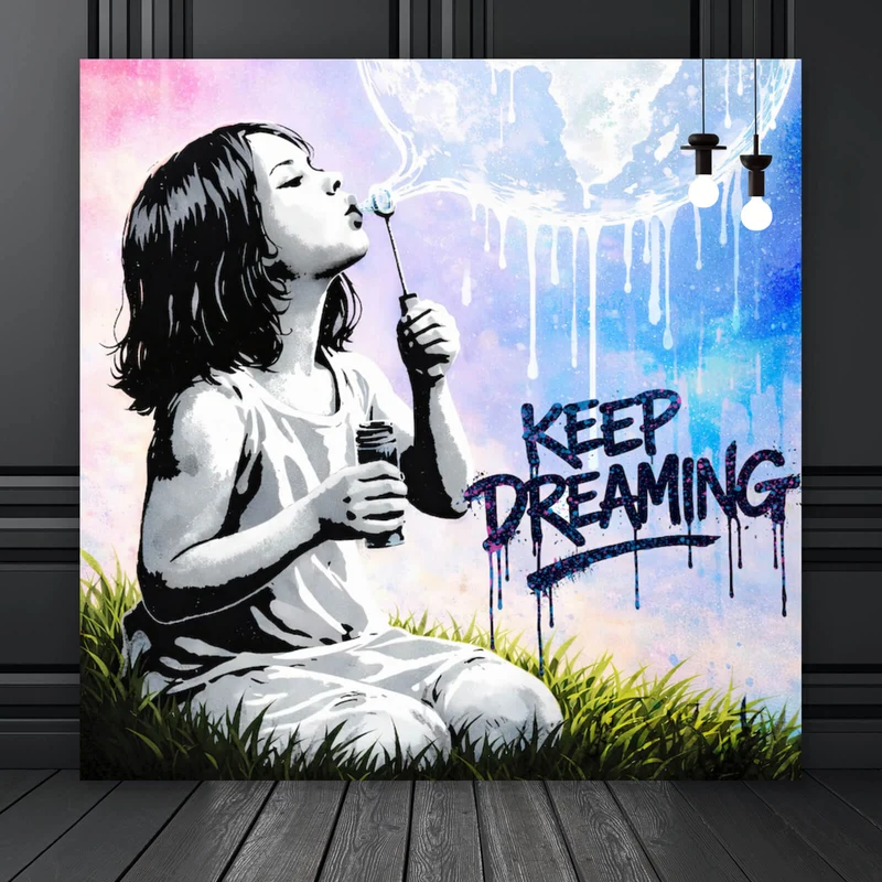 Aluminiumbild gebürstet Keep Dreaming Quadrat