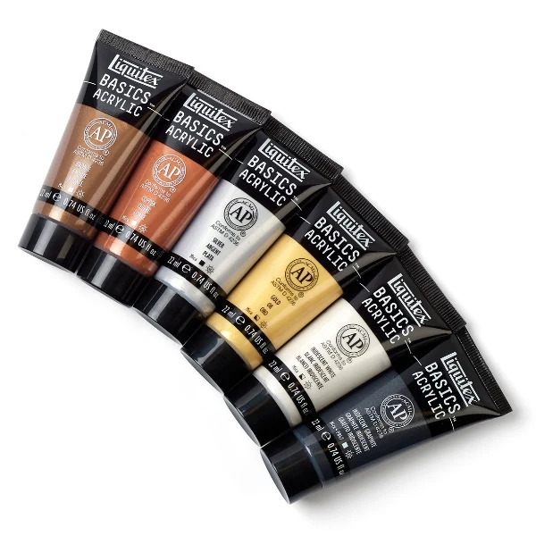 Liquitex - Basics Acrylic Paint Set 6X22ml Metallic + Irridescent