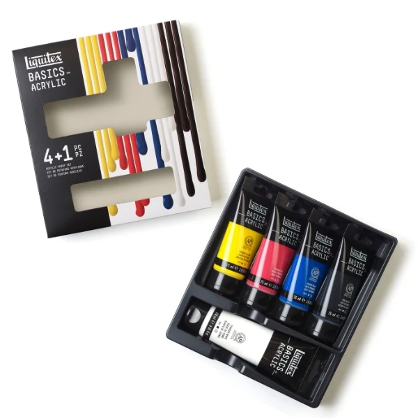 Liquitex - Basics Acrylic Paint Set 4 x 75mls + 1 x 118ml