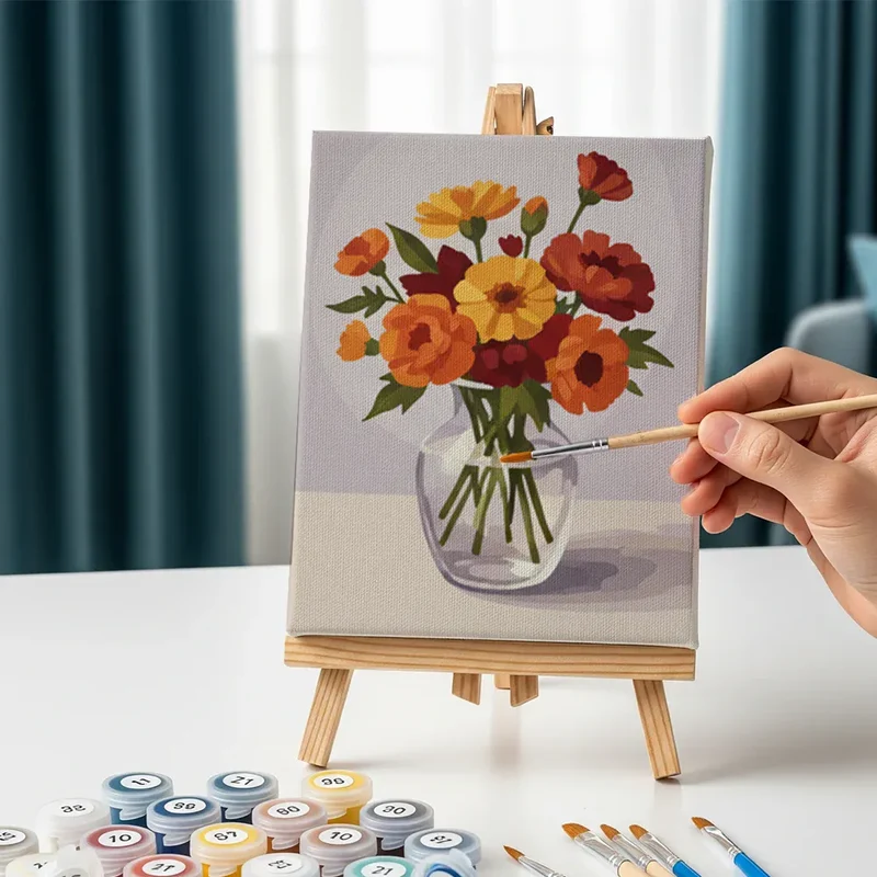 Malen nach Zahlen – 6 Mini-Gemälde - Herbstblüte