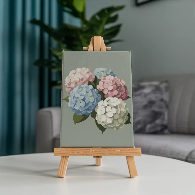 Malen nach Zahlen – 6 Mini-Gemälde - Hortensie Abschied