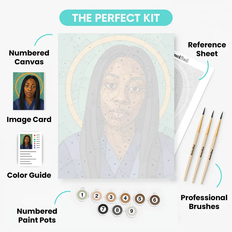 Jade Halo Golden Mosaic - Custom Paint by Numbers Kit