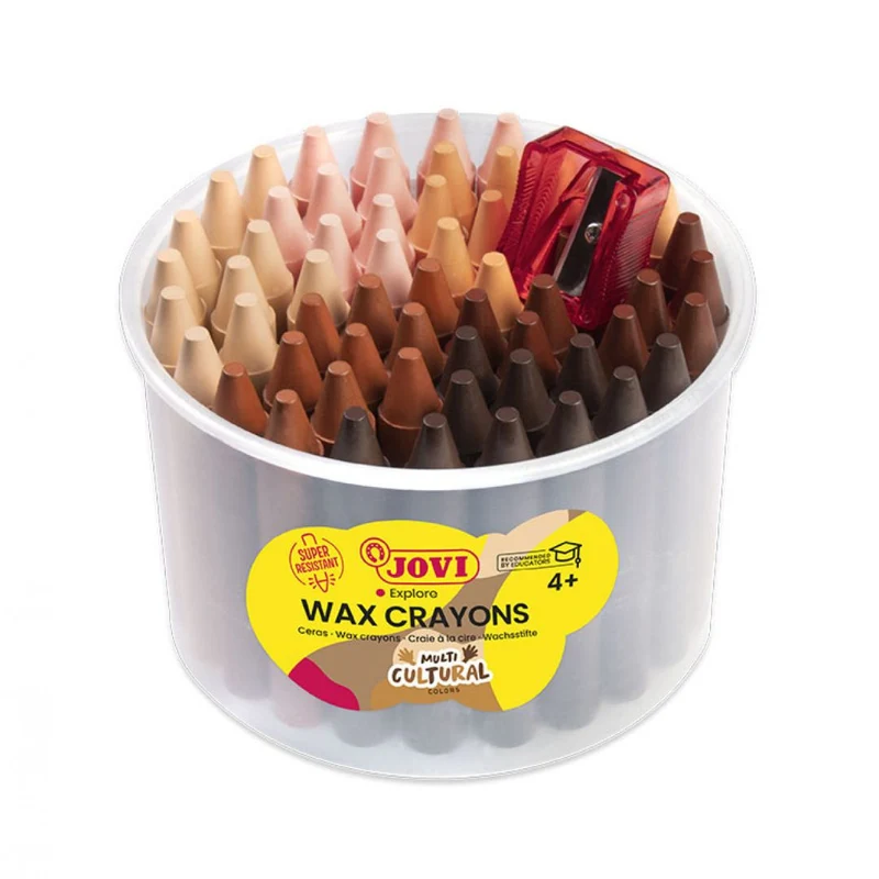 Jovi - Wax crayons Jumbo Jar 60 - Multi Cultural Skin Tone + 1 sharpener