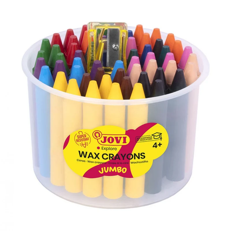 Jovi - Wax crayons Jumbo Jar 60 - assorted colours + 1 sharpener