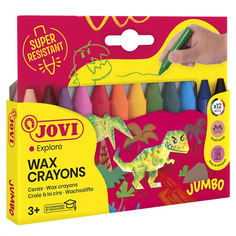 Jovi - Wax crayons Jumbo case 12 wax crayons - assorted colours