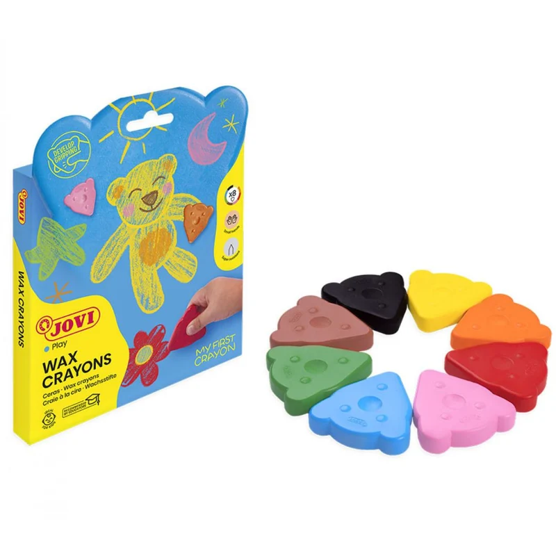 Jovi - MAGIC BEAR WAX CRAYONS - 8x bear-shape - basic colours