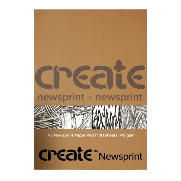 Create - Newsprint A3 49GSM 100 Sheets - Bound