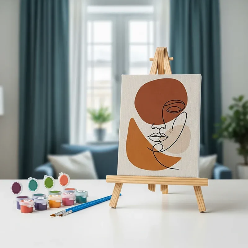Malen nach Zahlen – 6 Mini-Gemälde - Boho Linienkunst & Natur