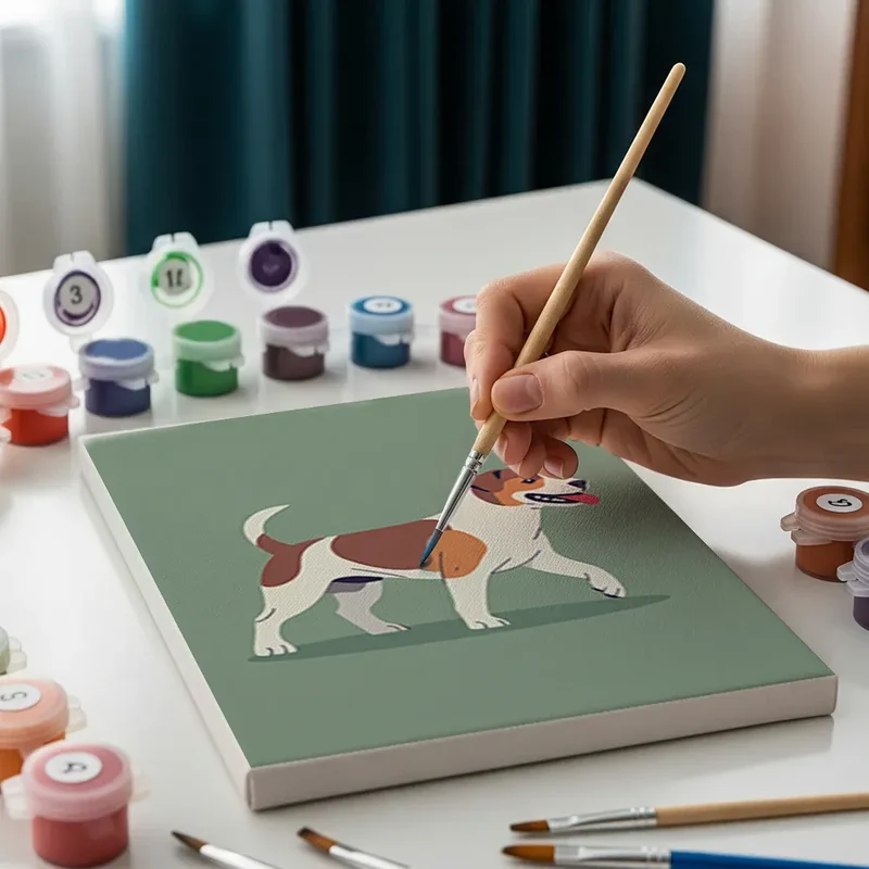 Malen nach Zahlen – 6 Mini-Gemälde - Die Dog-Days-Kollektion