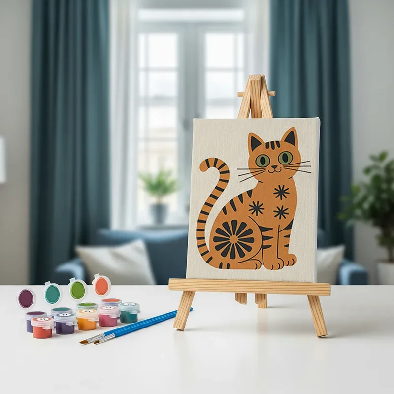 Malen nach Zahlen – 6 Mini-Gemälde - Die Mod Cats-Kollektion