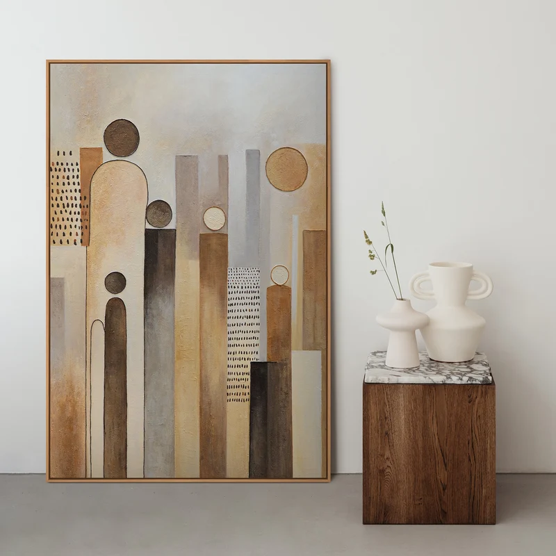 Abstraktes Leinwandbild „Stadt der Figuren“ – Moderne Bilder Wohnzimmer