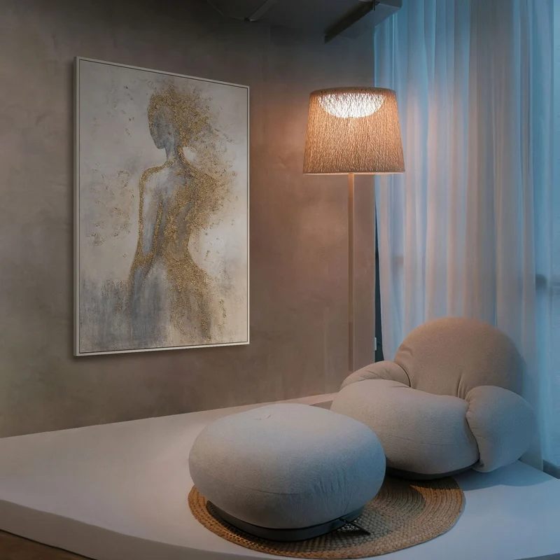 Handgemalte Kunst auf Leinwand „Goldene Aura“ – Abstrakte Gemälde mit Rahmen